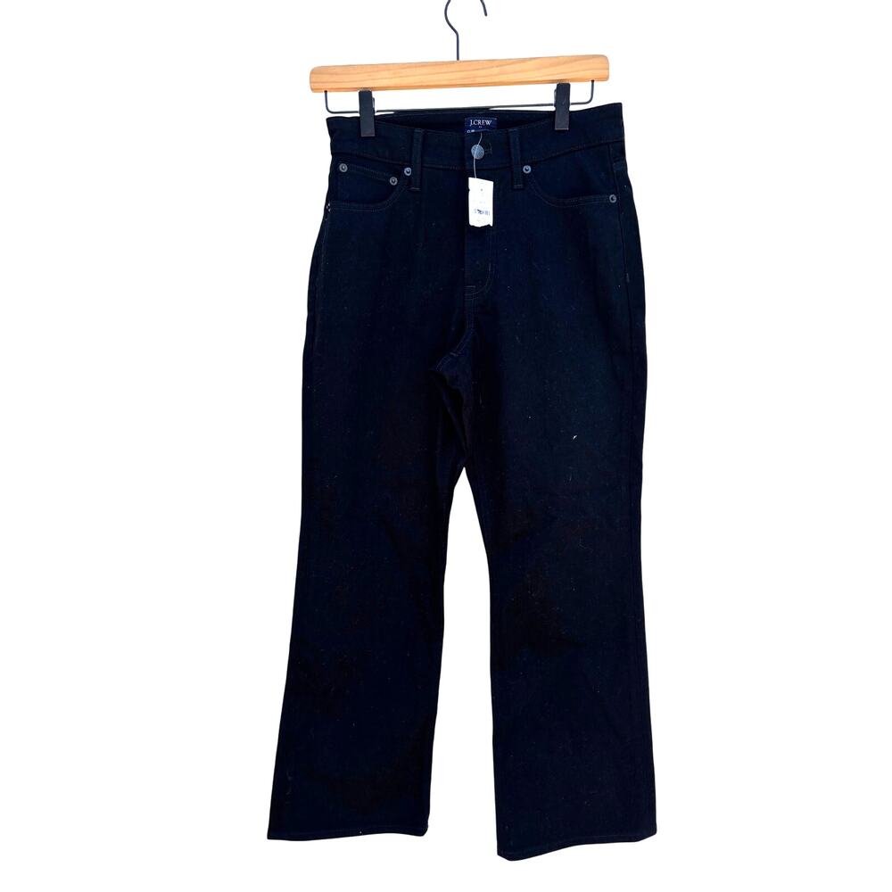 NWT J.Crew Curvy Mid Rise Flare Crop Jean,‎ Black, Sz 25